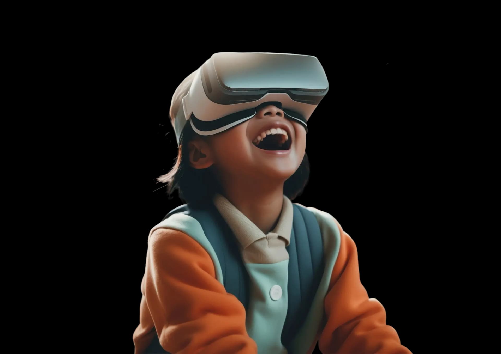 Student wearing a vr headset
